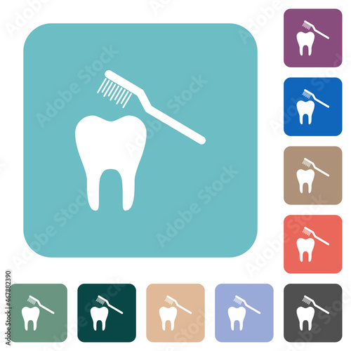 Toothbrushing rounded square flat icons