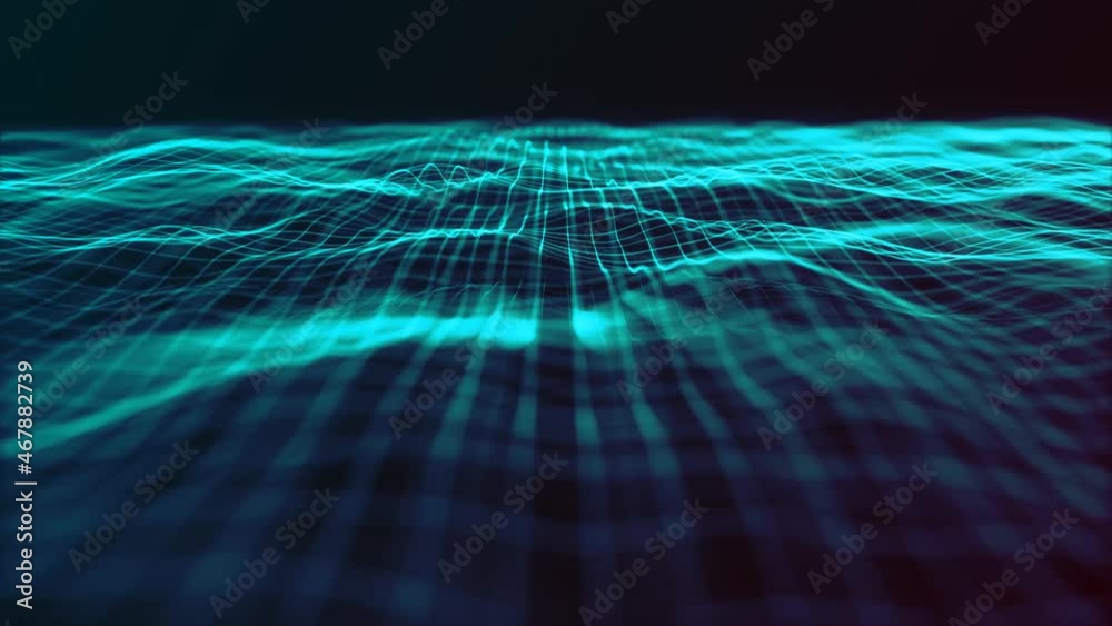 Abstract Digital Waving Lines Fx Background Loop/ 4k animation of an abstract background with digital fractal particle lines waving and seamless looping