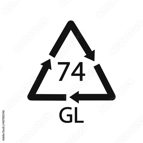 Bottle glass light brown. Glass recycling code 74 GL. Vector illustration