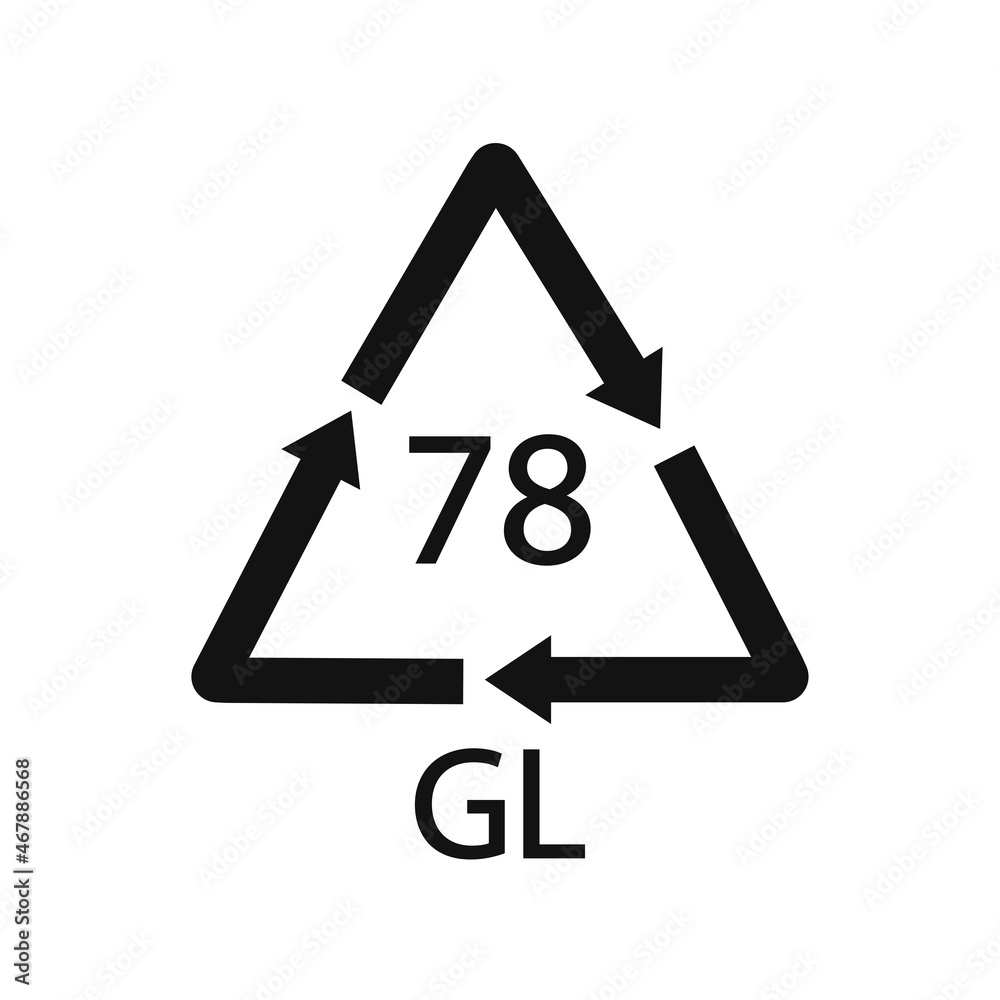 Silver plated glass. Glass recycling code 78 GL. Vector illustration Silver plated glass. Glass recycling code 78 GL. Vector illustration