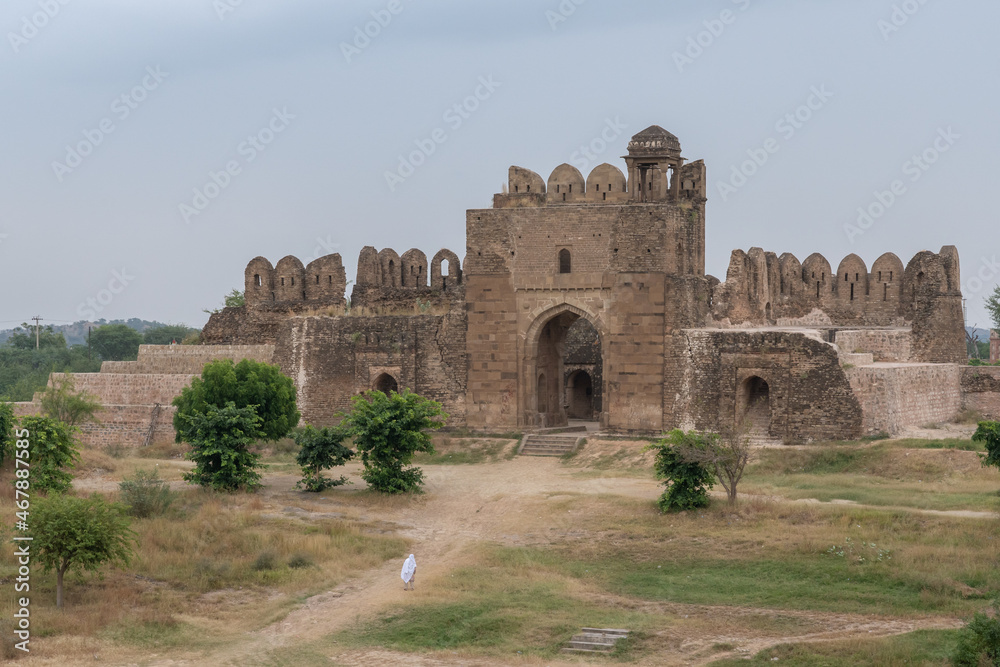 Landscape view of Shah Chandwali gate at ancient Rohtas fort, a UNESCO World Heritage site built by Sher Shah Suri, Jhelum, Punjab, Pakistan