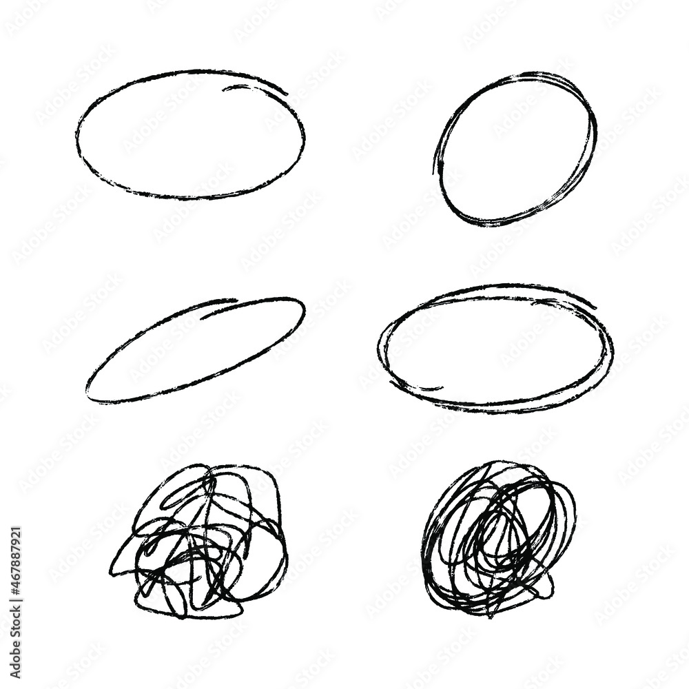 Vector Set of 9 Hand Drawn Scribble Circles. Paint ink brush strokes. Uniqiue handdrawn shapes of ovals for logo and graphic design. Isolated black vector illustration on a white background. Vector Set of 9 Hand Drawn Scribble Circles. Paint ink brush strokes. Uniqiue handdrawn shapes of ovals for logo and graphic design. Isolated black vector illustration on a white background.