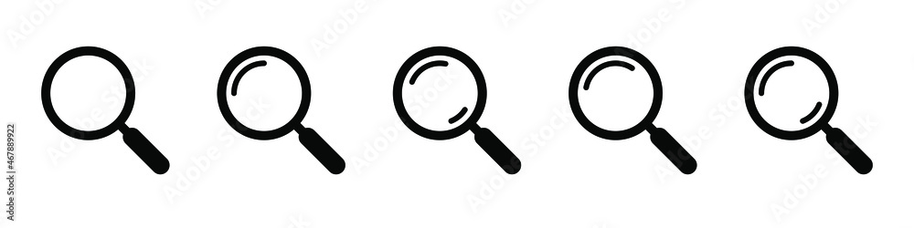 Search icon. Magnifying glass icon, vector magnifier or loupe sign. Search icon. Magnifying glass icon, vector magnifier or loupe sign.
