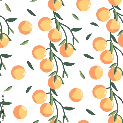 Orange harvesting time seamless pattern