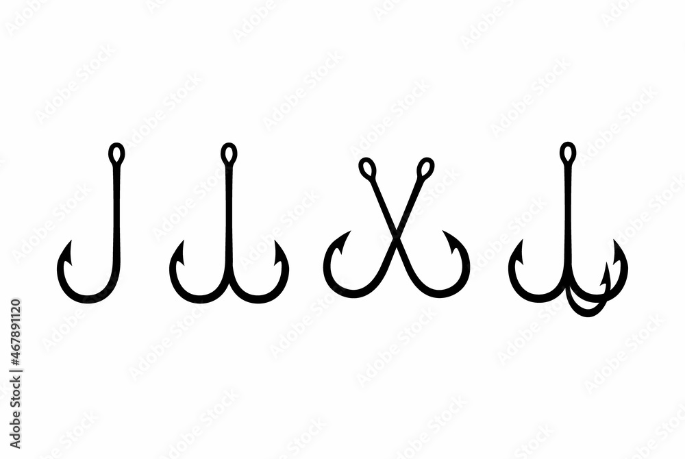 Set of hooks for fishing. Fishhooks. A collection of fishing accessories. Fish bait. Set of hooks for fishing. Fishhooks. A collection of fishing accessories. Fish bait.