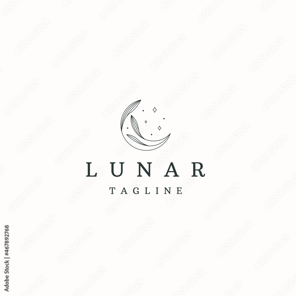 Crescent moon lunar line art style logo icon design template flat vector Crescent moon lunar line art style logo icon design template flat vector