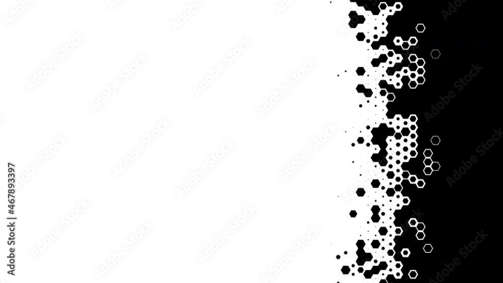 Hexagon Transition Set. Monochrome Set of Transitions for projects. Slideshow, Broadcast animation Concept. 4K