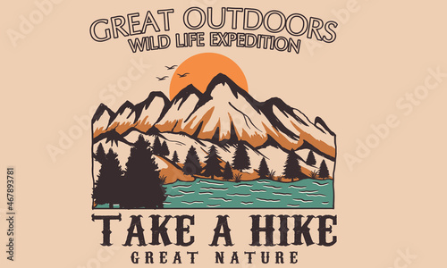 Great outdoor vintage vector design for apparel, t shirt, prints, sticker,  posters and other uses.