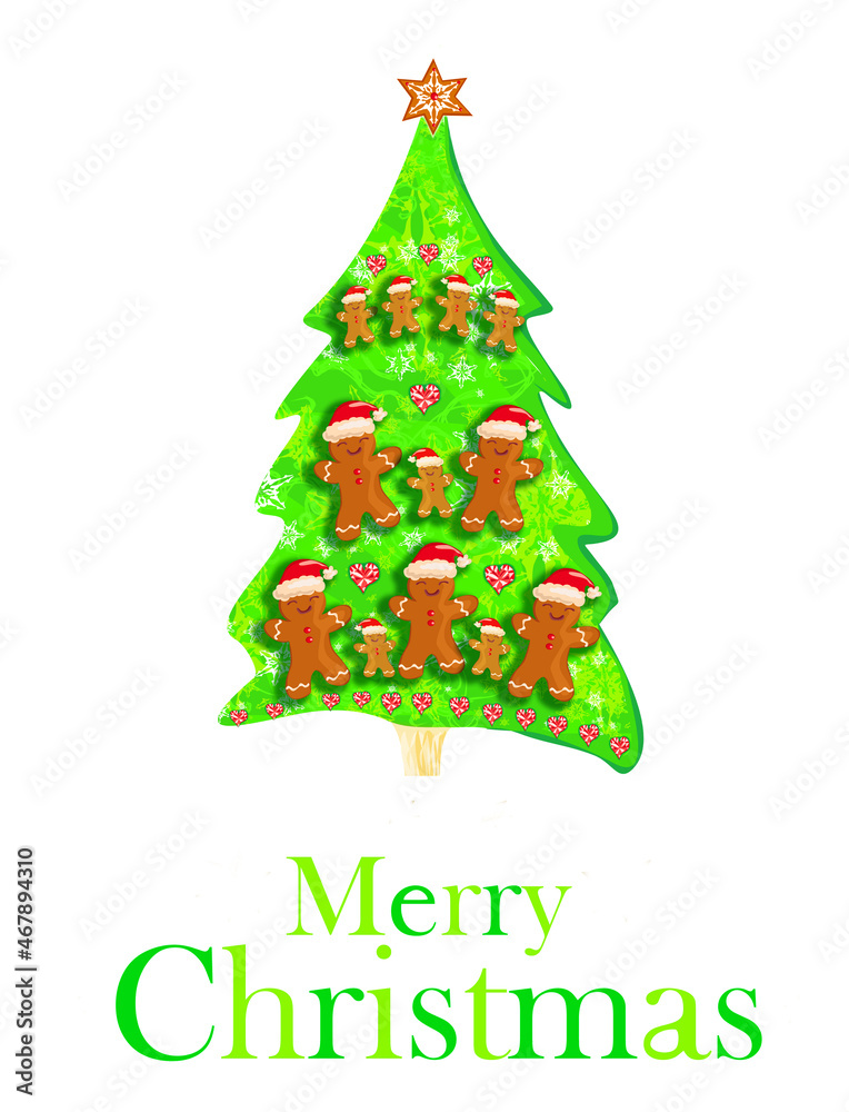 card with a Gingerbread funny Christmas tree decorations card with a Gingerbread funny Christmas tree decorations