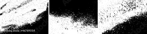 Grunge vector backgrounds set. Rough grungy textures collection. Highly detailed grunge. Powder, flour, salt, sugar or dust texture. Powder stain.