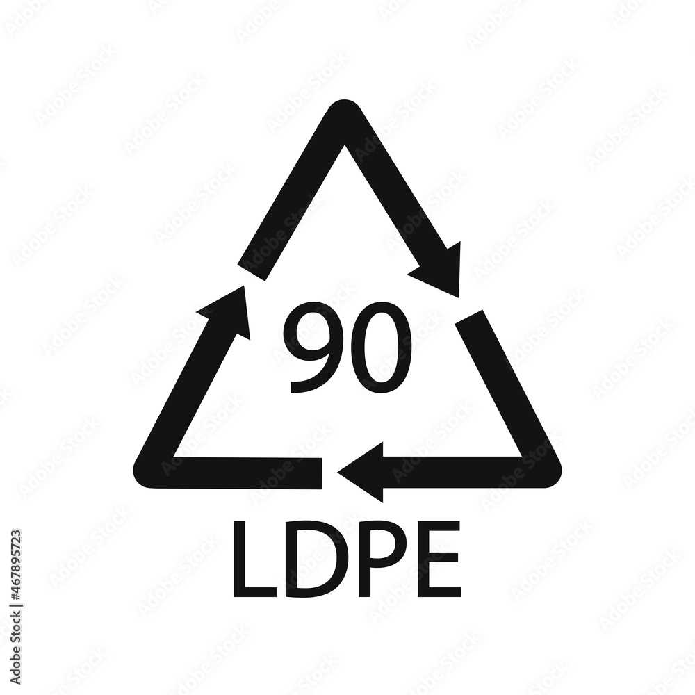 Composites recycling symbol LDPE 90. Vector illustration Composites recycling symbol LDPE 90. Vector illustration