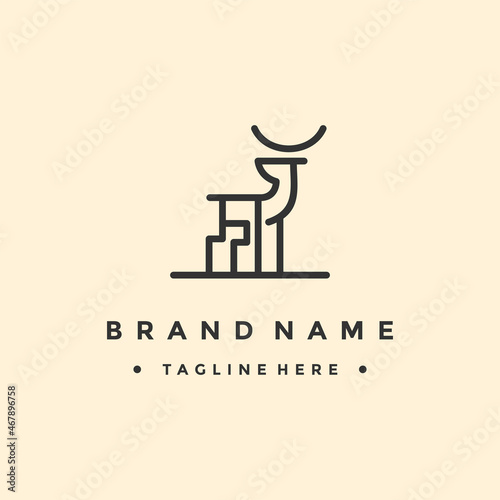 deer logo design line art vector