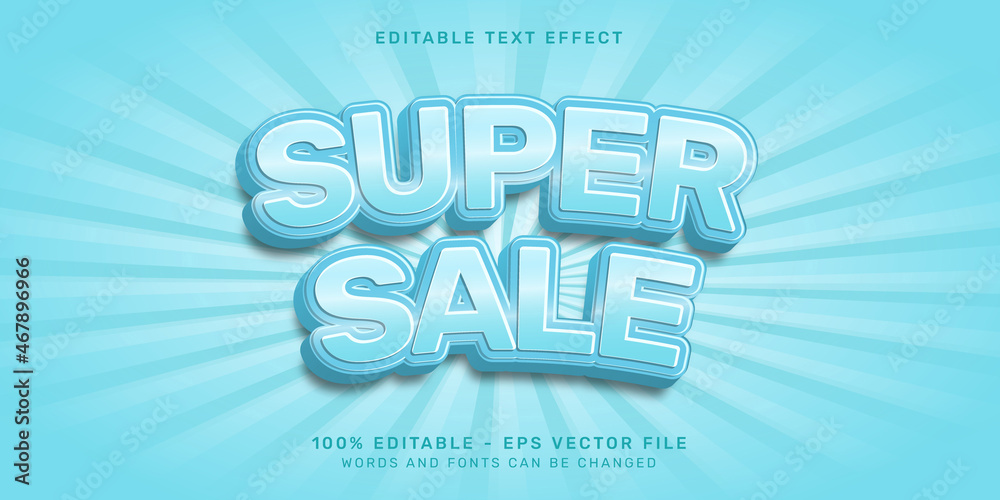 super sale blue ice color 3d effect editable text effet