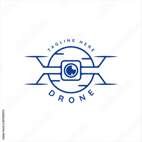 sky drone logo line art vintage vector illustration template icon graphic design