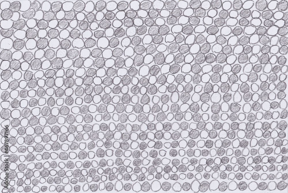Fototapeta premium Abstract background. Gray and white hand-drawn circles pattern. Doodle circles pattern background. Shaded circles pattern.