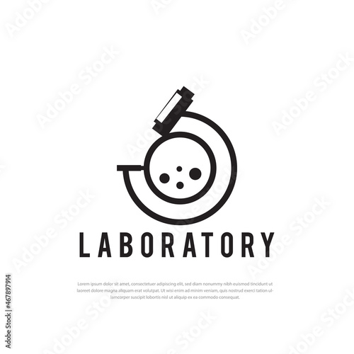 University Science Laboratory Microscope Template Logo, Vector illustration in isolated flat style