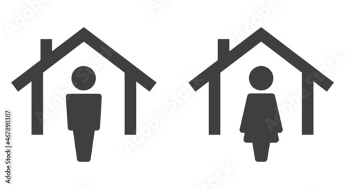 man and woman symbol in house