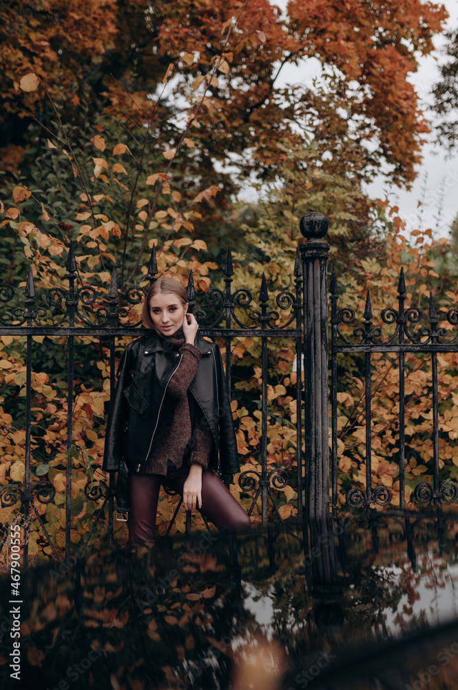 beautiful girl with blonde long hair in autumn park beautiful girl with blonde long hair in autumn park