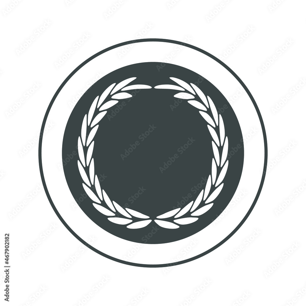 Wheat wreath, gray round sign for design on white background, vector illustration Wheat wreath, gray round sign for design on white background, vector illustration