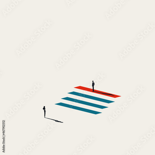 Business inequality vector concept. Symbol of unfair discrimination at work, corporate career. Minimal illustration.