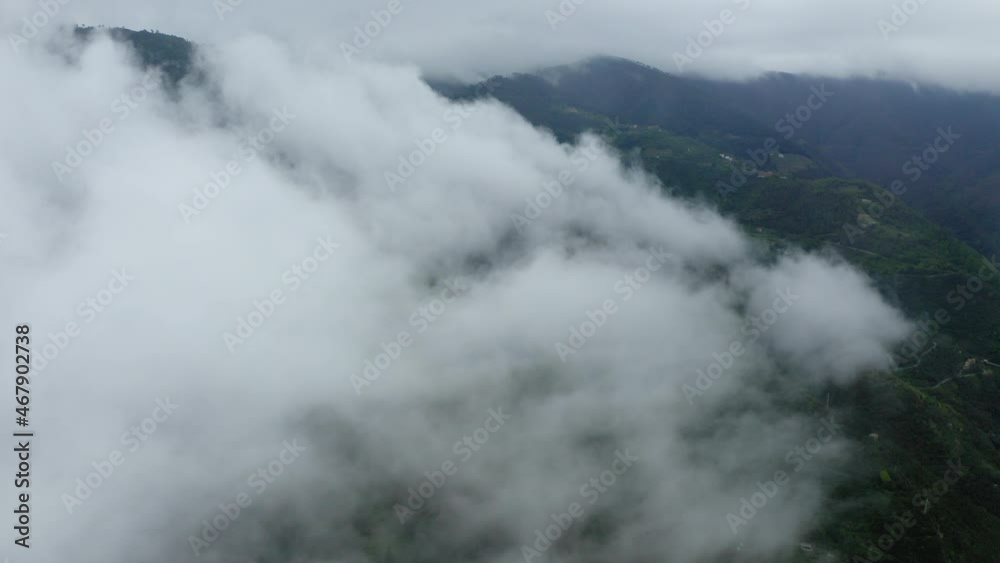 Aerial: Beautiful Shot Of Clouds Over Green Forest, Drone Flying Over Trees On Mountains - Cinque Terre, Italy Aerial: Beautiful Shot Of Clouds Over Green Forest, Drone Flying Over Trees On Mountains - Cinque Terre, Italy