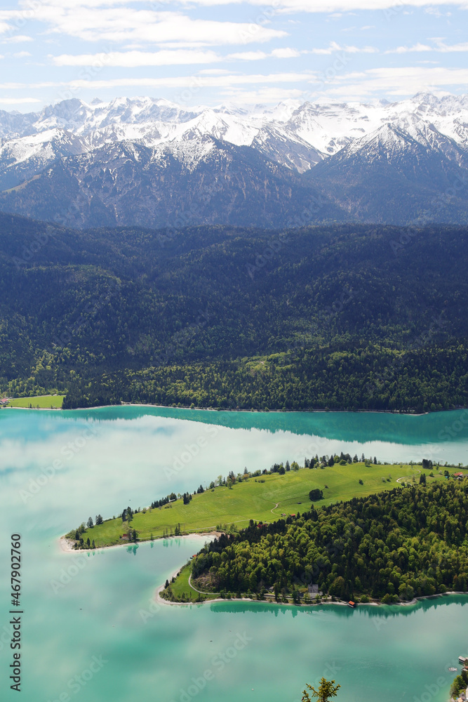 The panorama from mountain Herzogstand, Bavarian Alps