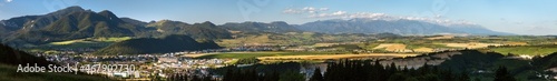 Ruzomberok town and carpathian mountains panoramic view