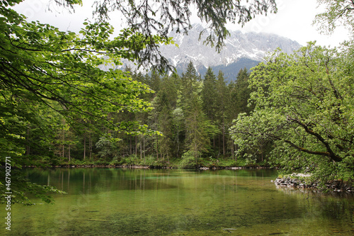 Badesee lake in Garmisch-Partenkirchen, Bavaria, Germany photo