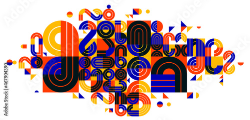 Abstract modern vector trendy design, geometric shapes stylish composition, modular pattern artistic illustration, typography letters elements used. photo