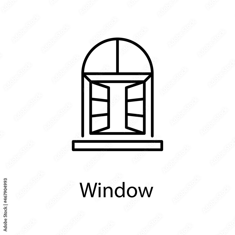 Window vector Outline Icon Design illustration. Construction Symbol on White background EPS 10 File