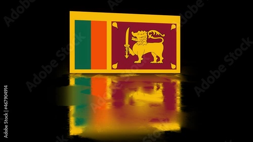 Sri Lanka Flag revealed with realistic reflection on stylish black background