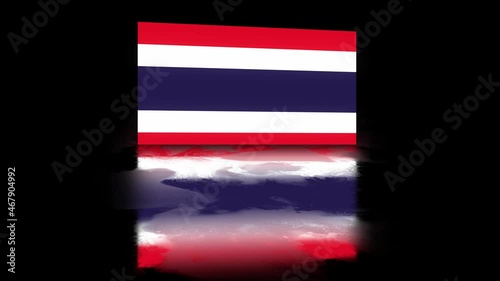Thailand Flag revealed with realistic reflection on stylish black background