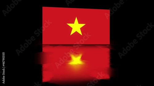 Vietnam Flag revealed with realistic reflection on stylish black background