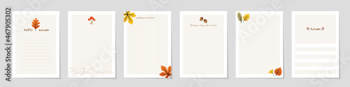 Set of planners and to do list with hand drawn autumn leaves. Template for agenda, schedule, planners, checklists, notebooks, cards and other stationery.
