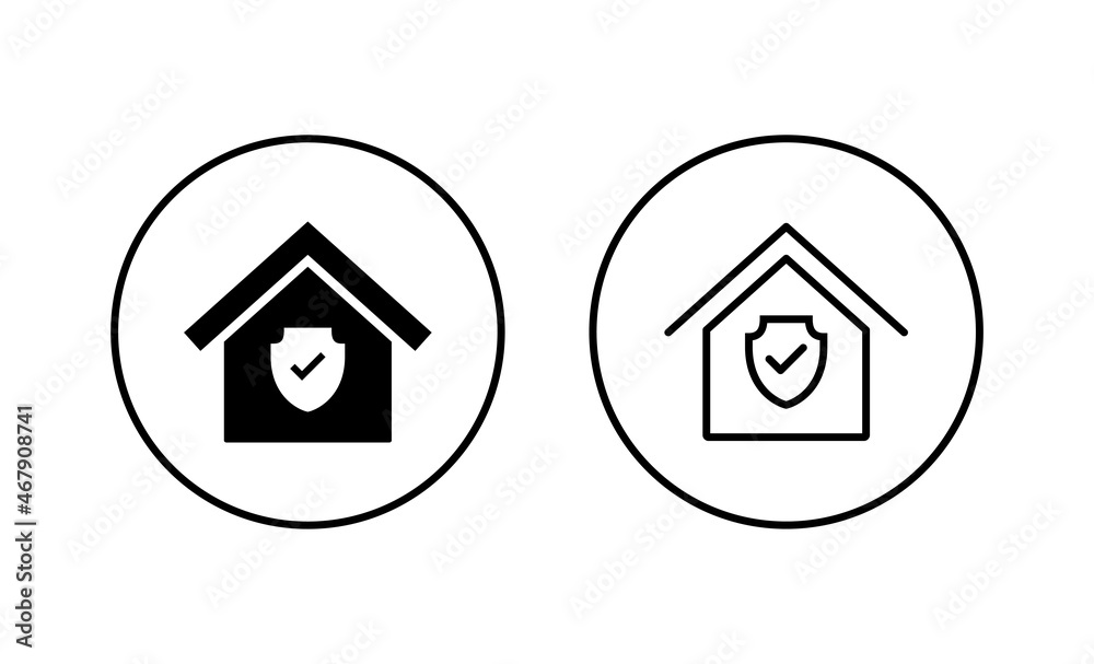 home insurance icons set. home protection sign and symbol