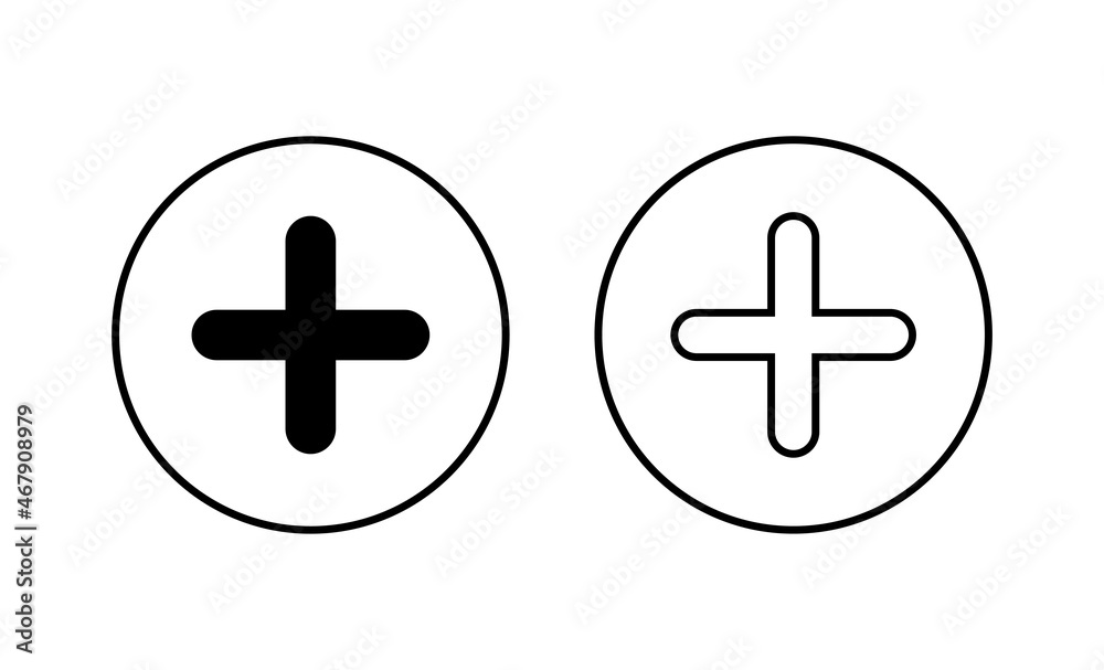 Fototapeta premium Plus Icons set. Add plus sign and symbol