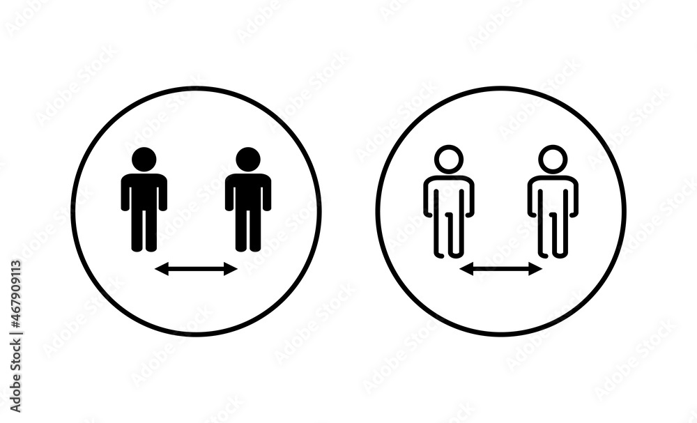 Social distance icons set. social distancing sign and symbol. self quarantine sign Social distance icons set. social distancing sign and symbol. self quarantine sign