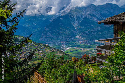 Beautiful view of Veysonnaz in Valais, Switzerland photo