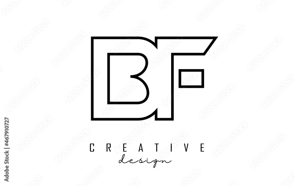 Outline BF letters logo with a minimalist design. Geometric letter logo. Outline BF letters logo with a minimalist design. Geometric letter logo.