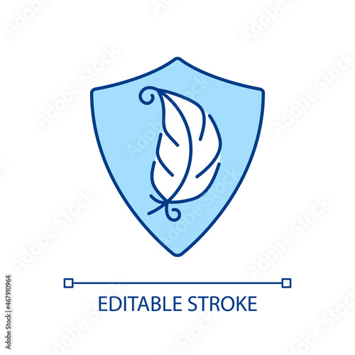 Soft and safe RGB color icon. Feather, down pillow and mattress. Natural hypoallergenic material for bed. Comfortable sleeping. Isolated vector illustration. Simple filled line drawing
