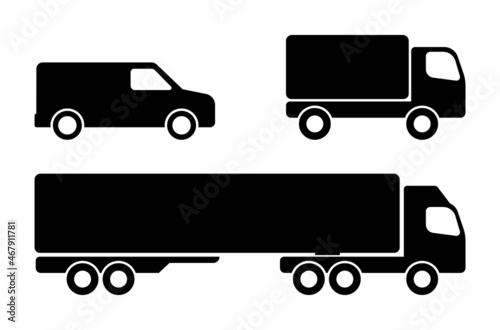 van, truck and lorry icon. simple flat design - vector photo