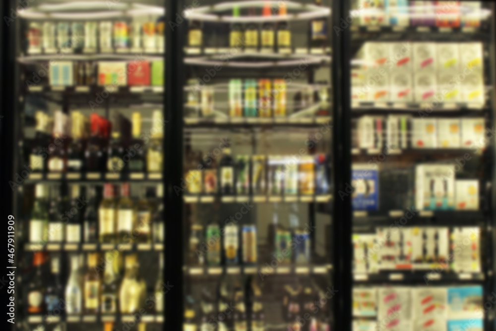 Blur Background Inside Beer, Liquor and Wine Store