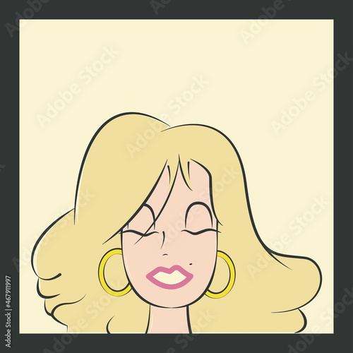 The face of a sexy blonde with a parted mouth and closed eyes. She has earrings in her ears. 
