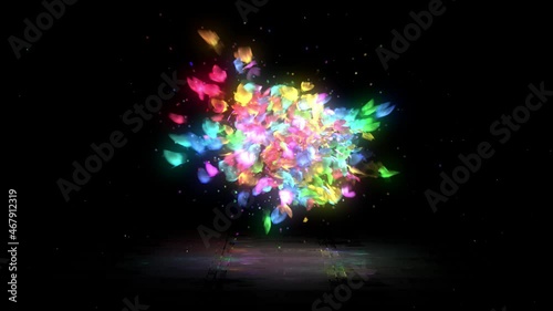 Butterfly with particles on black background 4k footage, Particles with butterfly footage photo