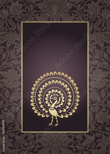peacock, feathers ,wedding card design, royal India	