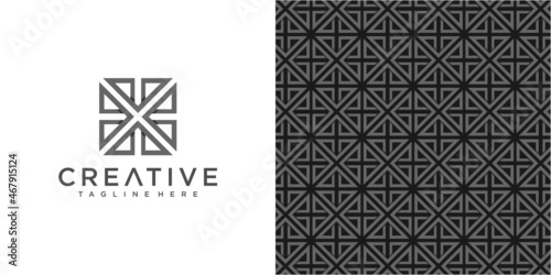 Creative Arrow community logo design template with simple pattern