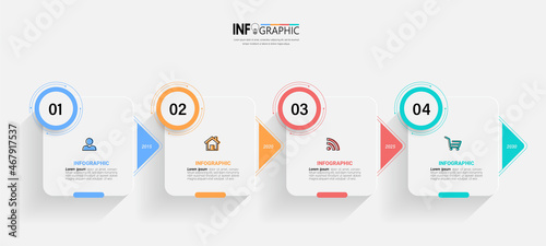 Infographics design template, business concept with 4 steps or options, can be used for workflow layout, diagram, annual report, web design.Creative banner, label vector.	
