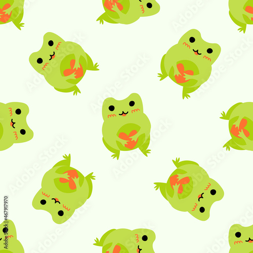 Cute cartoon frog with heart. Enamored green toads. Vector animal characters seamless pattern of amphibian toad drawing.Childish design for baby clothes  bedding  textiles  print  wallpaper.