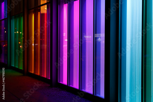 Neon lights on a facade