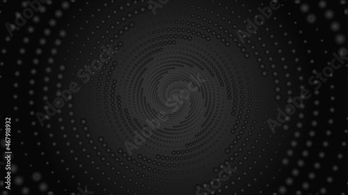 Abstract dotted spiral vortex black background vector illustration